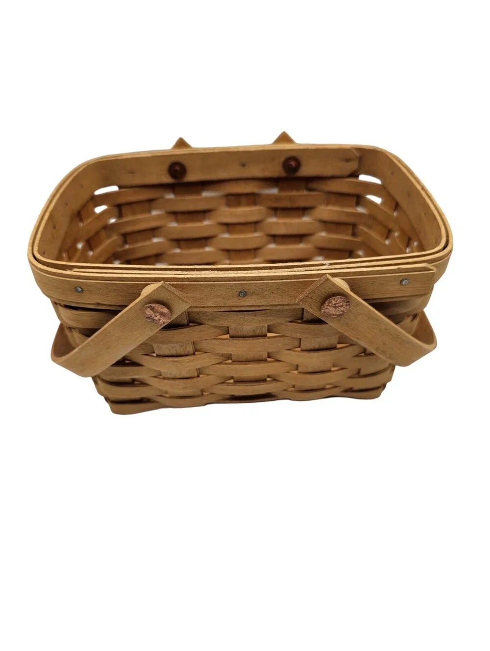 Vintage Longaberger Basket with Handles Signed LM 2003 Made in USA
